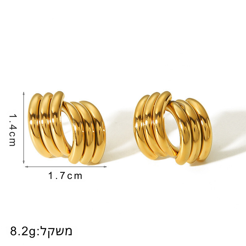 עגילי חישוק עבים בציפוי זהב 18K