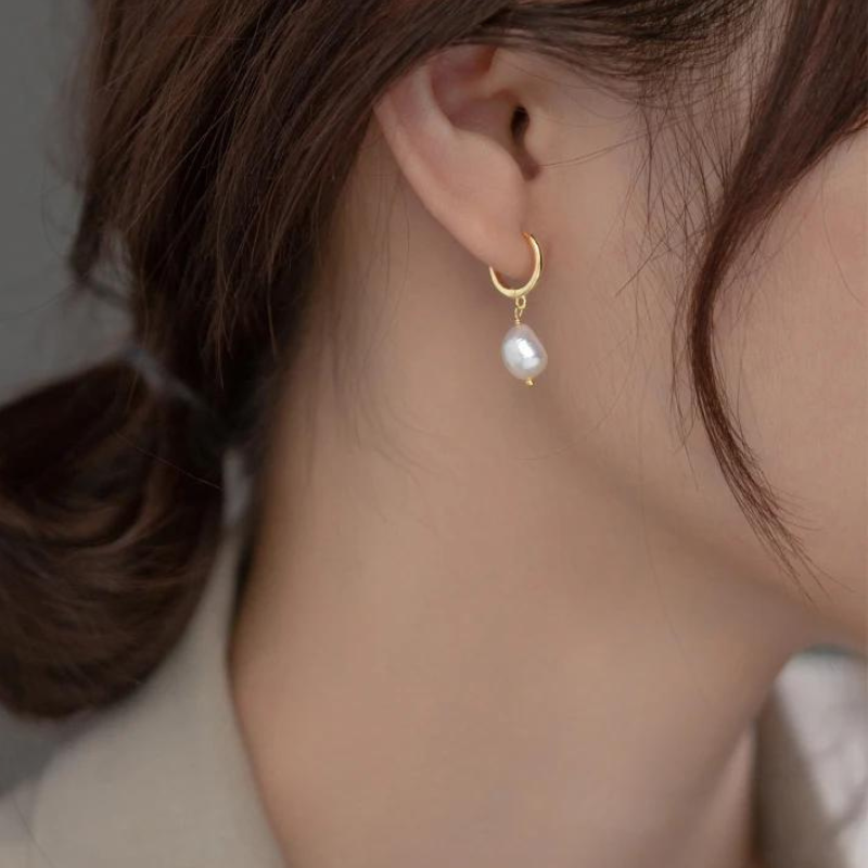 עגילי פנינה בודדת כסף 925