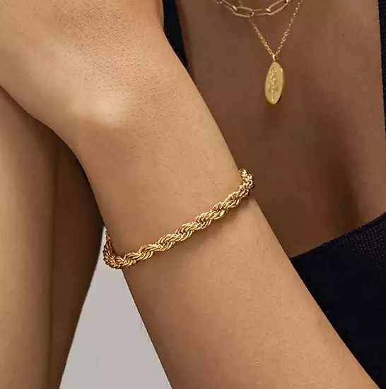 צמיד בעיצוב חבל ציפוי זהב 18K