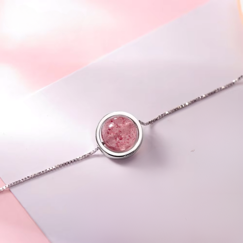 שרשרת כסף 925 עם עם תליון קריסטל בצבע ורוד