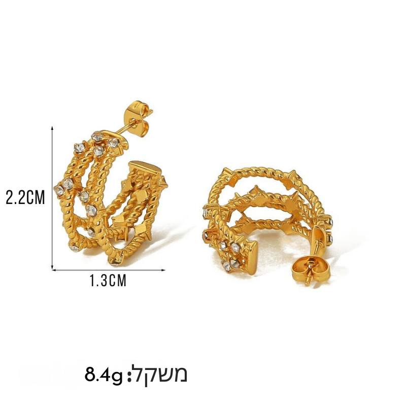 עגילי אורה ציפוי זהב 18K