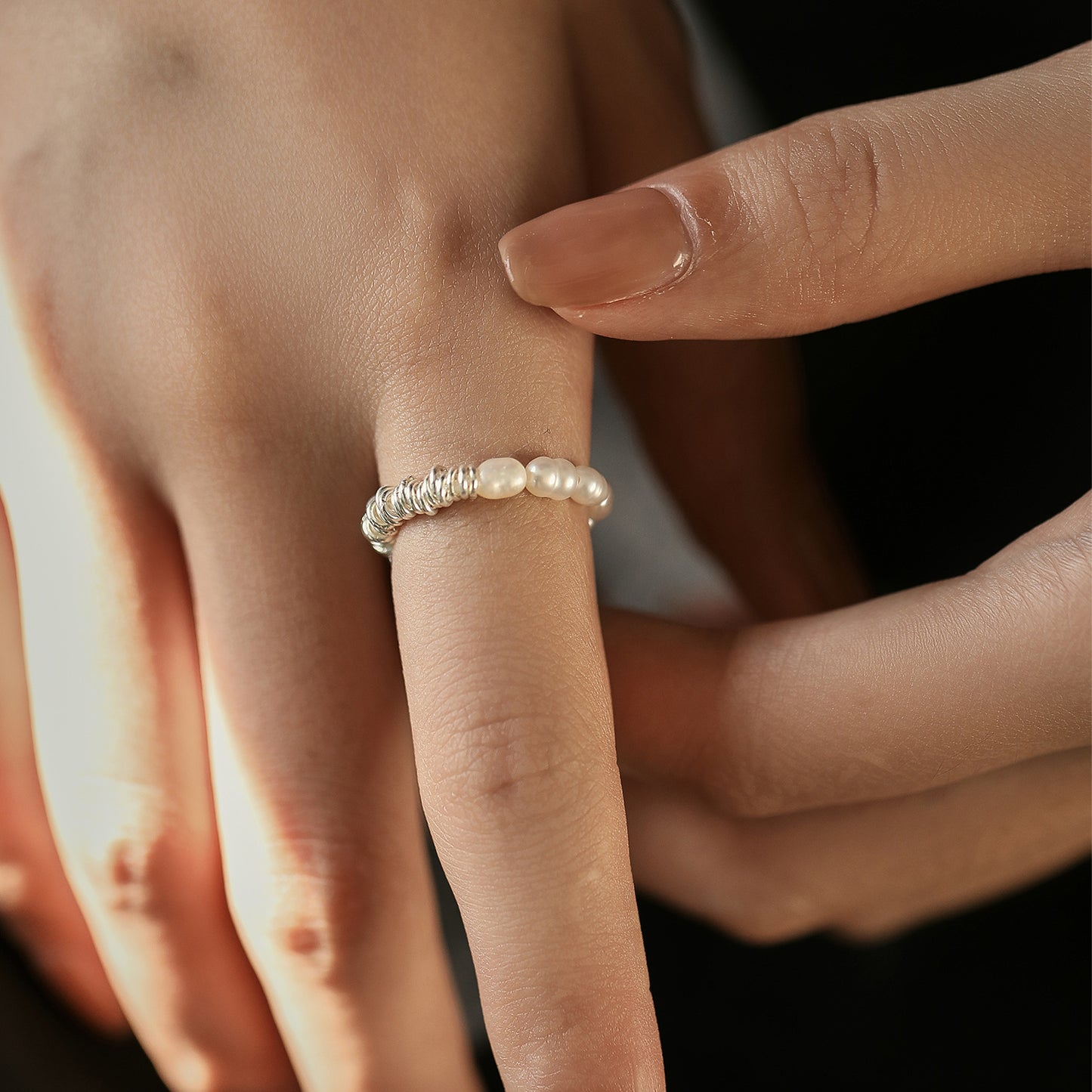 טבעת פנינים כסף 925