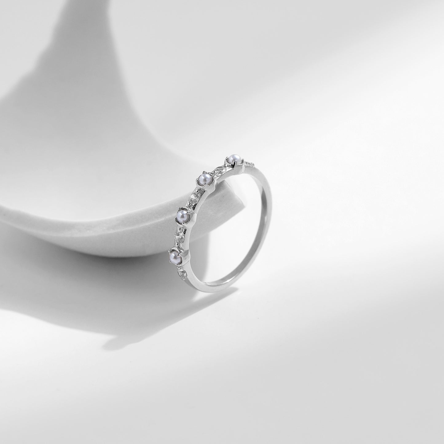 טבעת ארבע פנינים כסף 925