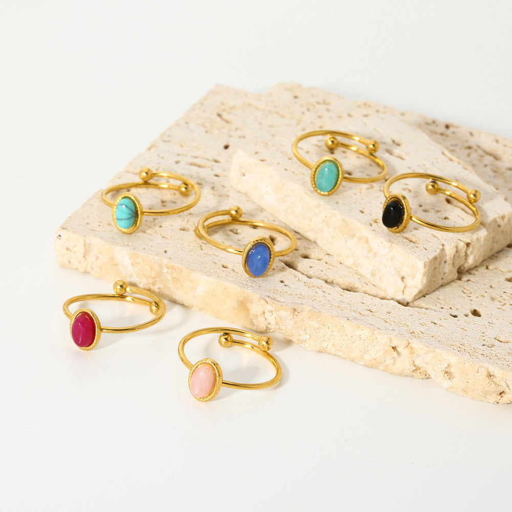 טבעת אופל ציפוי זהב 18K