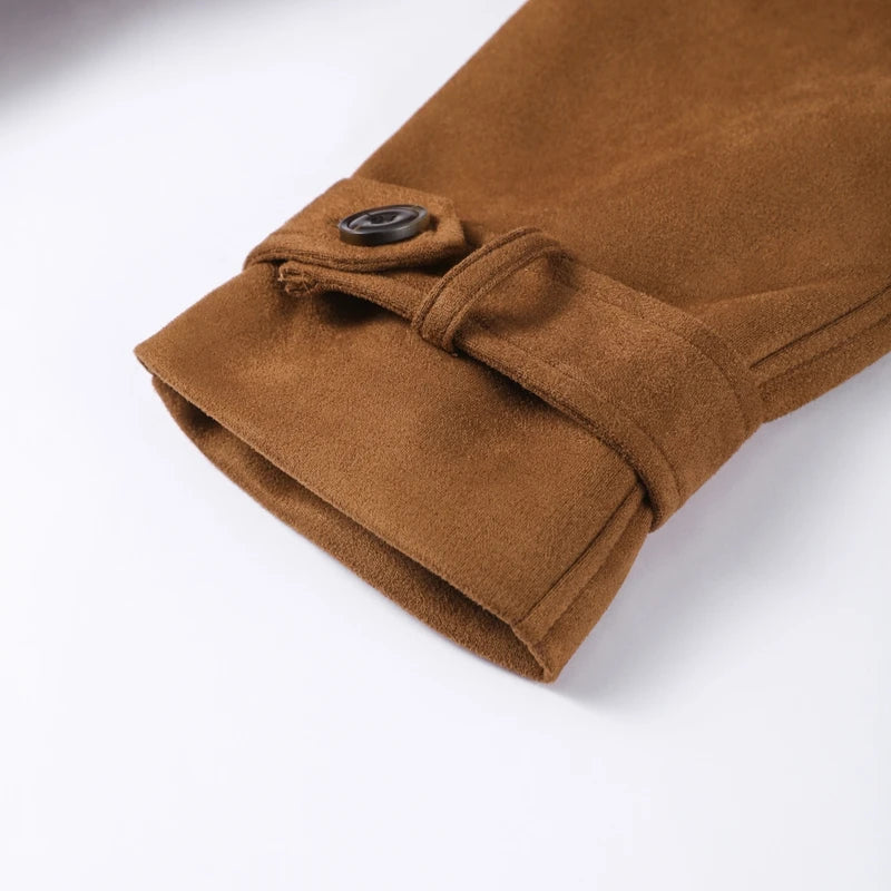 מעיל טרנץ’ זמש ארוך עם חגורה