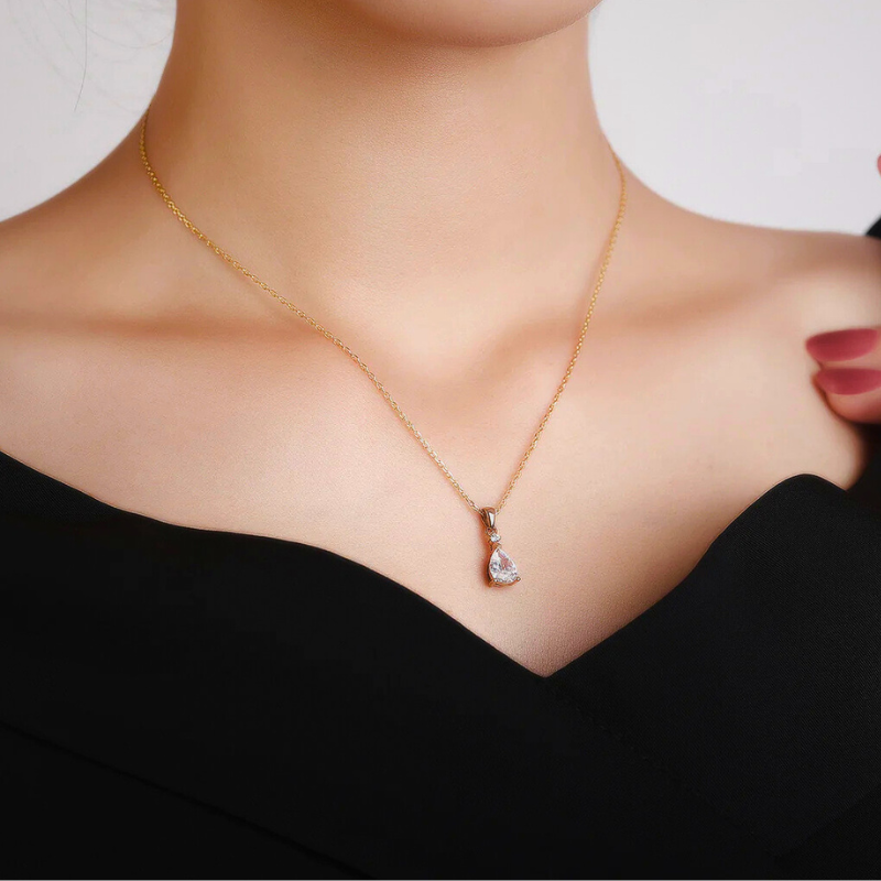 שרשרת טיפה זירקוניה ציפוי זהב 18K
