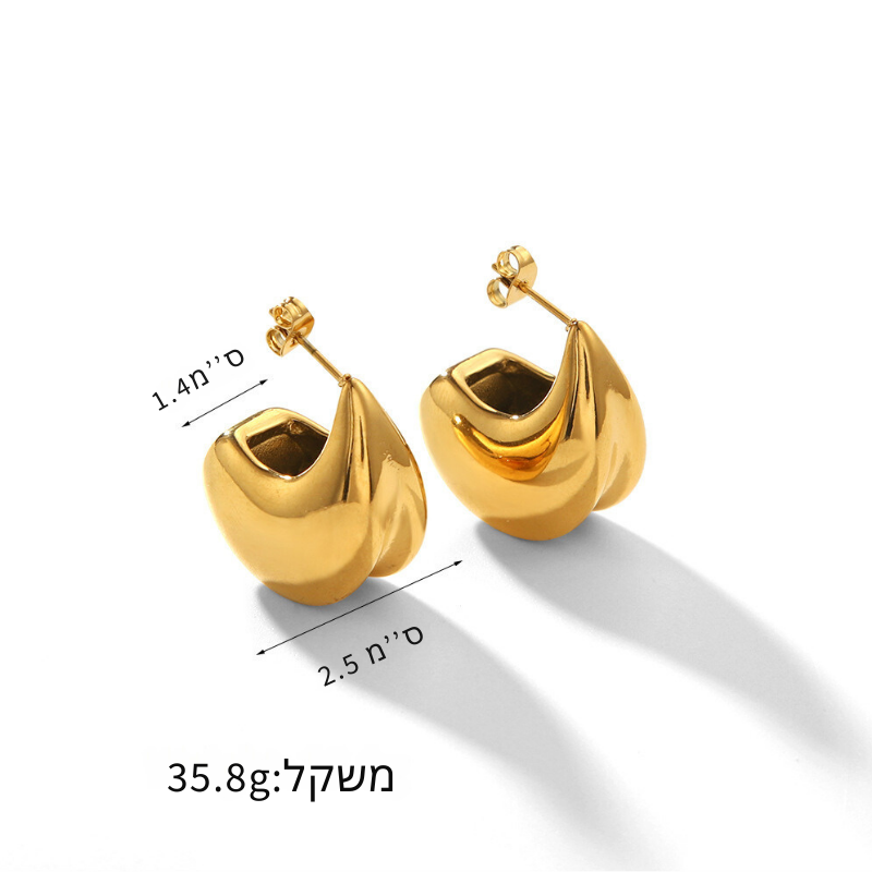 עגילים בעיצוב חדשני ציפוי זהב 18K