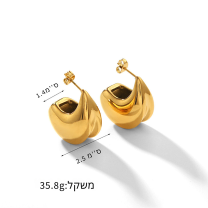 עגילים בעיצוב חדשני ציפוי זהב 18K