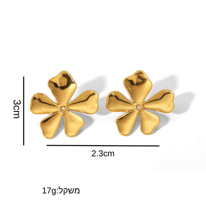 עגילי פרח ציפוי זהב 18K