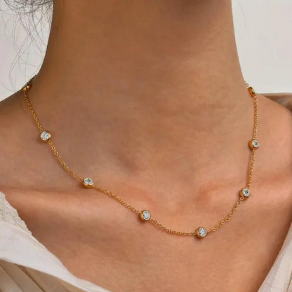 שרשרת משובצת אבני זירקוניה ציפוי זהב 18K