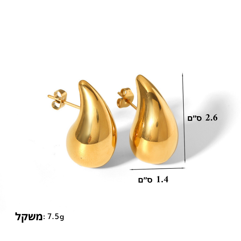 עגילי טיפה ציפוי זהב 18K