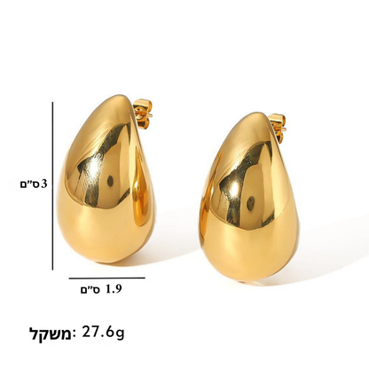 עגילי טיפה ציפוי זהב 18K