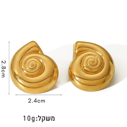 עגילי שבלול יוקרתי ציפוי זהב 18K
