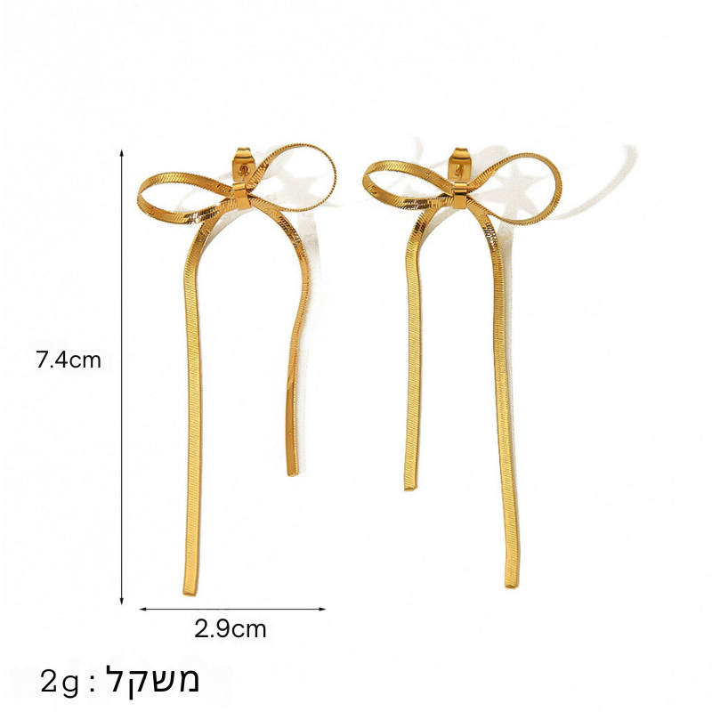 עגילי פפיון ציפוי זהב 18K