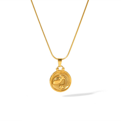 שרשרת תליון מזלות ציפוי זהב 18K