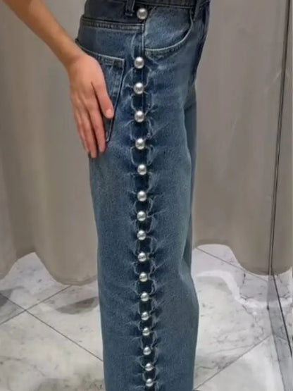 מכנס גינס פנינים